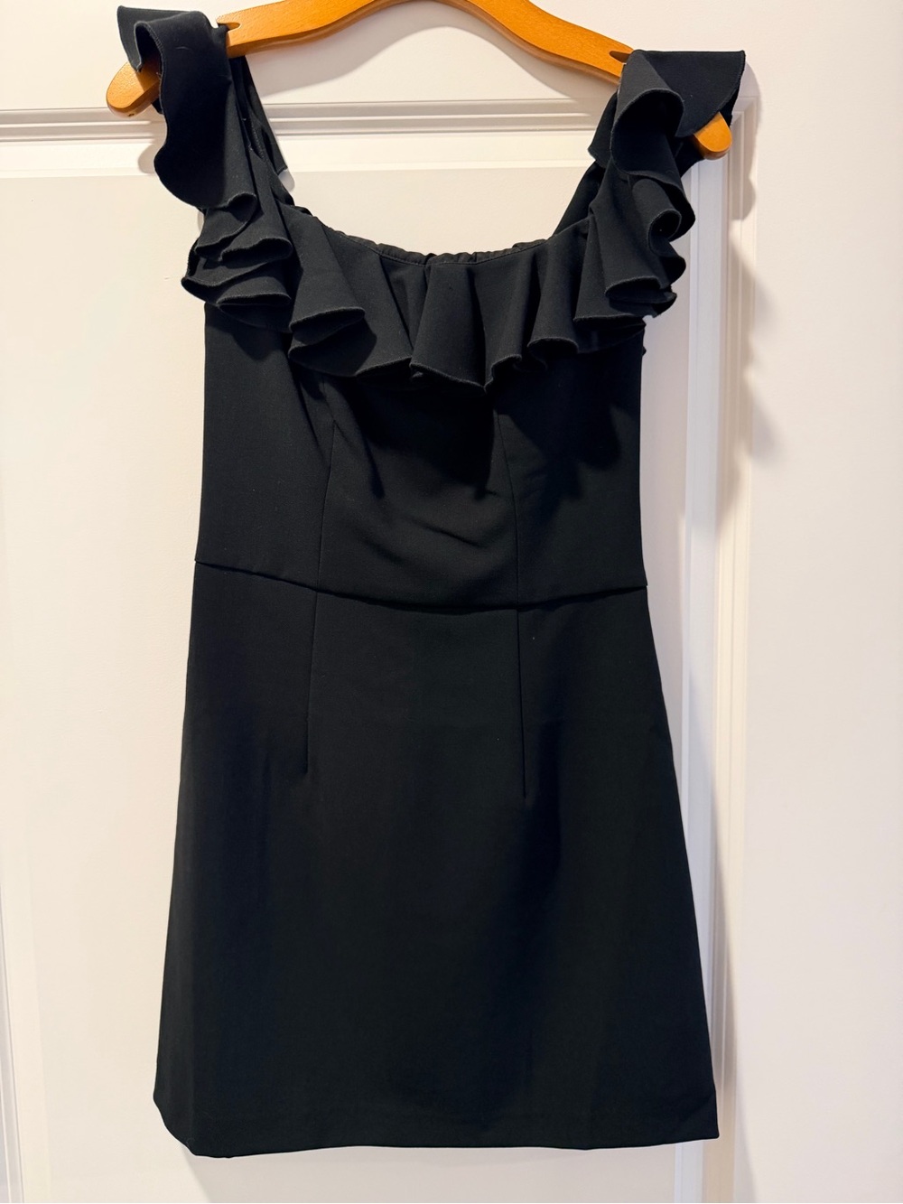 French Connection Black Ruffle-Strap Mini Dress - Picture 2 of 5